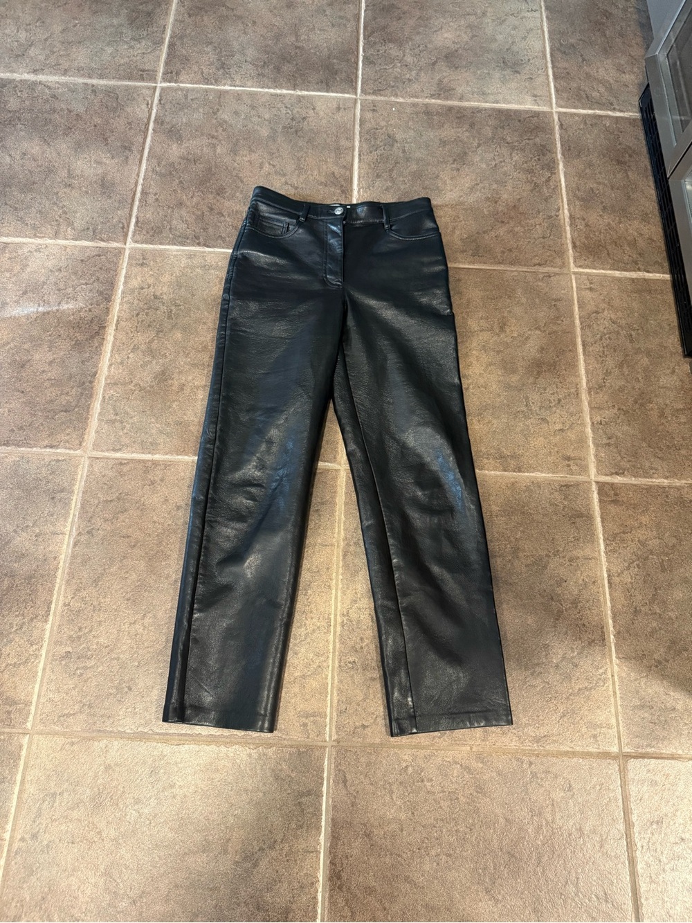 Wilfred Black Faux Leather Straight-Leg Pants